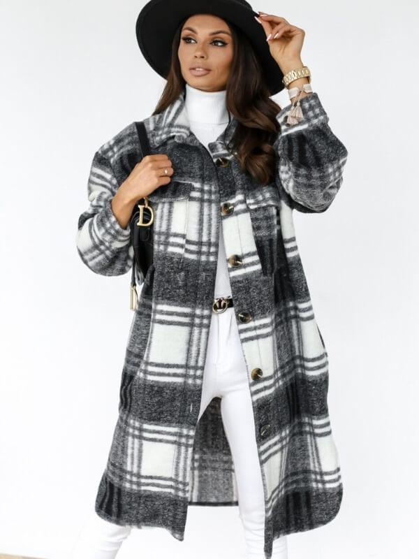 Cinzia™ | Cappotto largo a quadri per donna