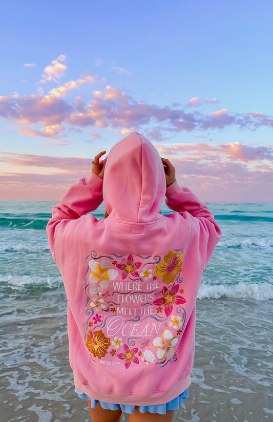 Clemence | Dove I Fiori Incontrano L'Oceano Felpa con Cappuccio