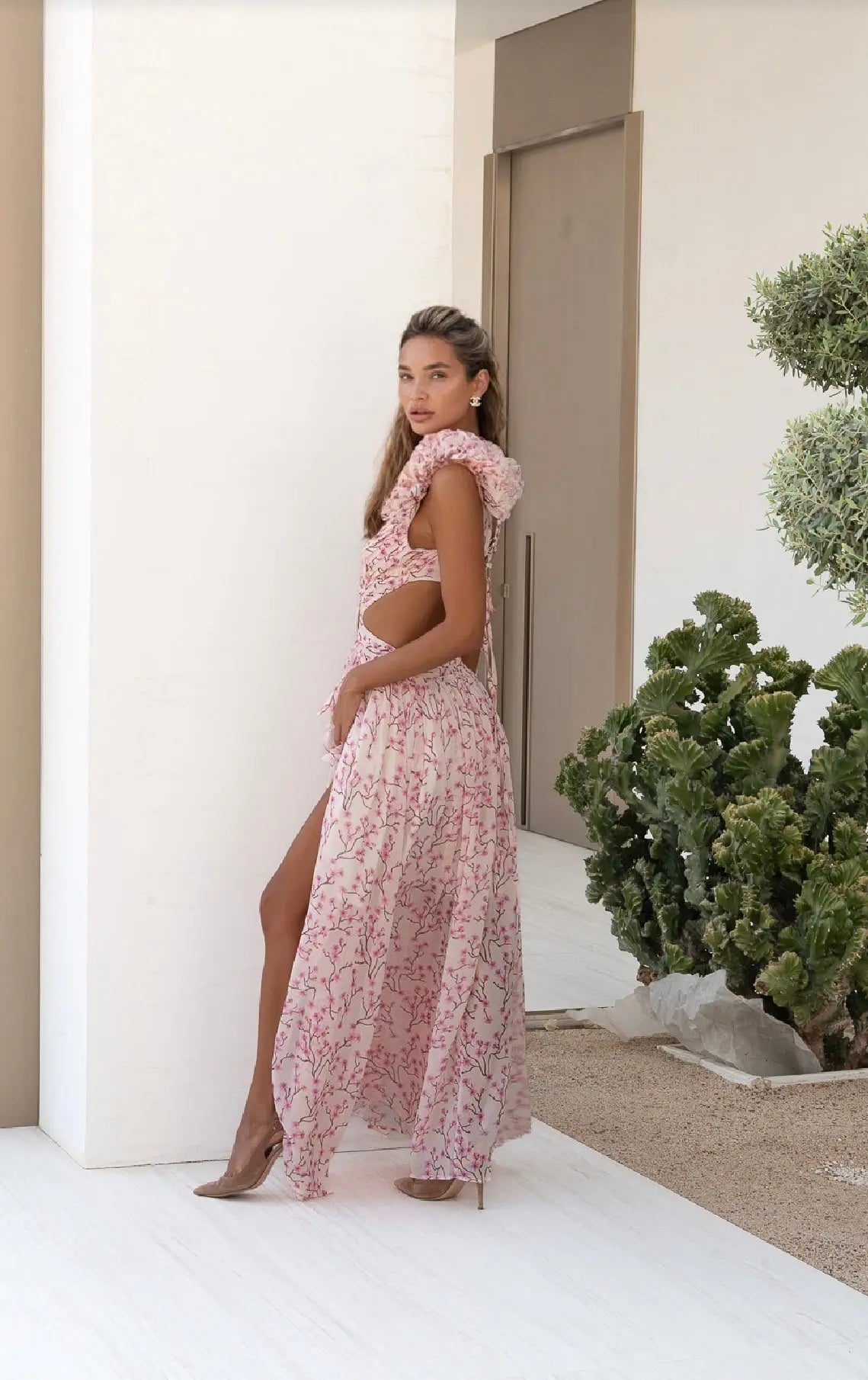 Xelene | Vestito Lungo Romantico con Fiori