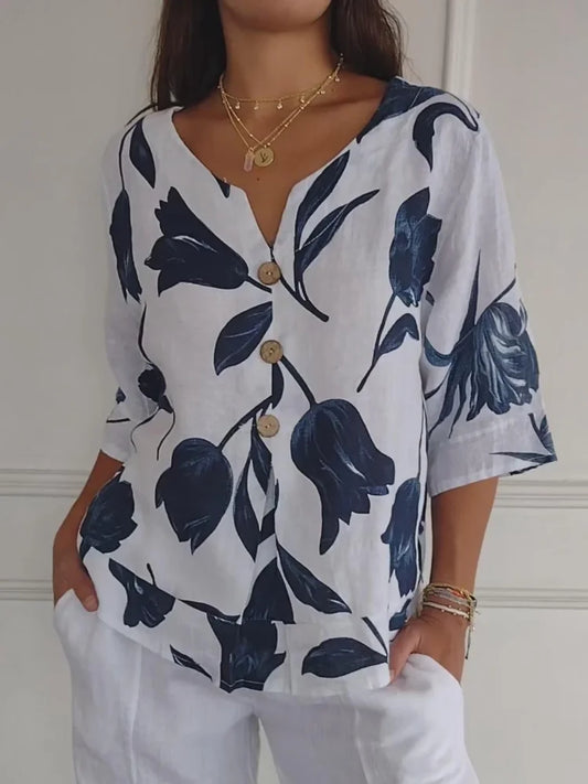 Chloe™ | Blusa Tunica con Scollo a V e Stampa