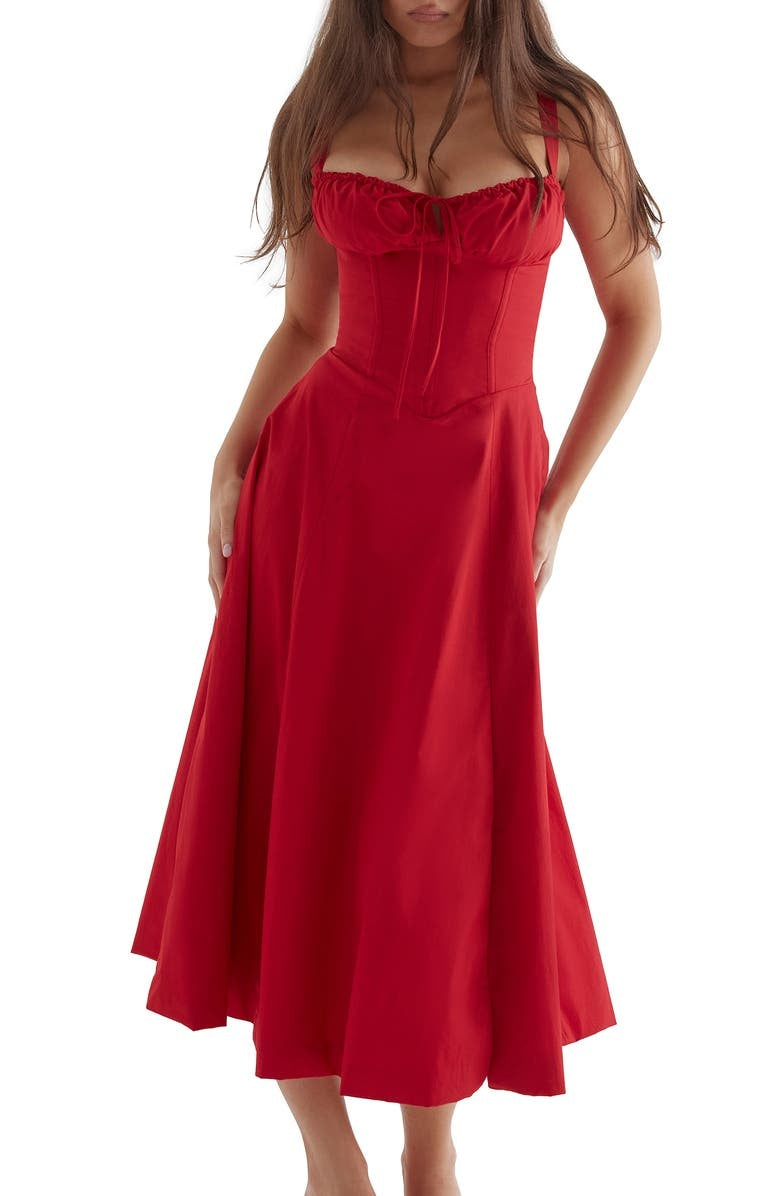 Fleur | Abito a Bustier Floreale con Vita Midriff