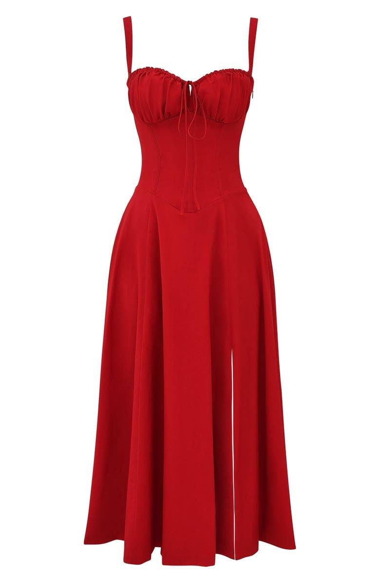 Fleur | Abito a Bustier Floreale con Vita Midriff