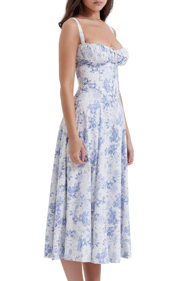 Fleur | Abito a Bustier Floreale con Vita Midriff