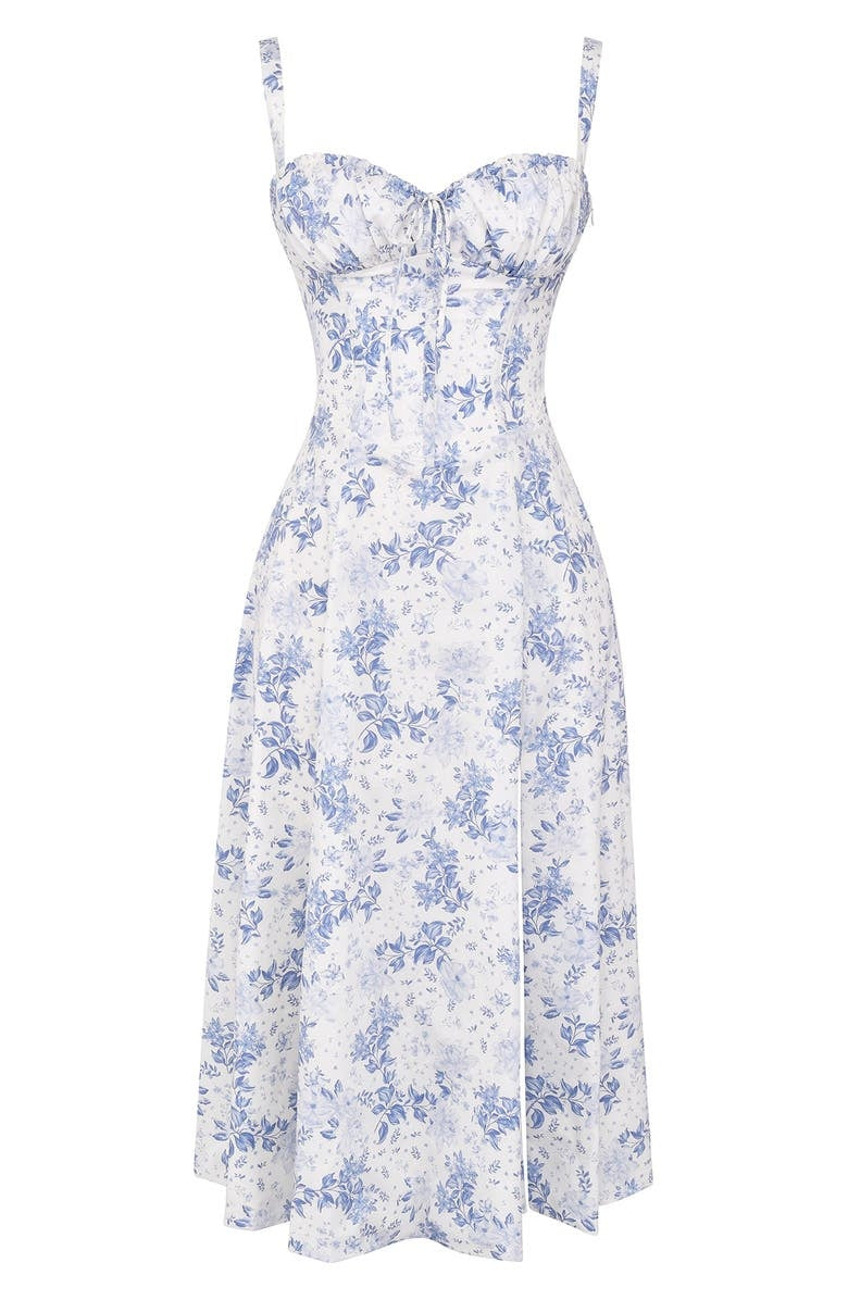 Fleur | Abito a Bustier Floreale con Vita Midriff