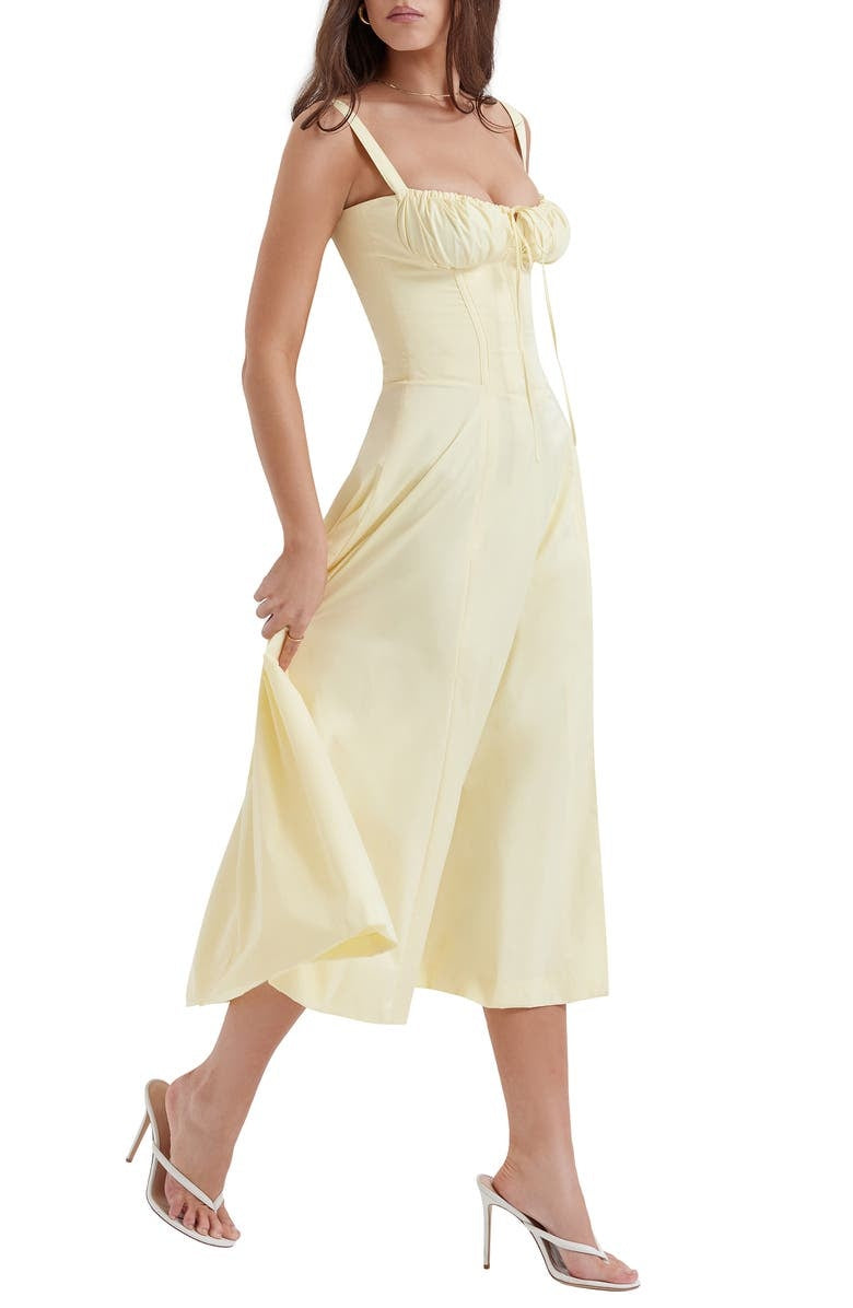 Fleur | Abito a Bustier Floreale con Vita Midriff