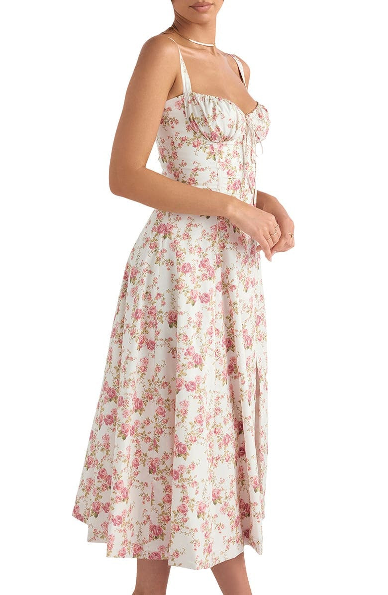 Fleur | Abito a Bustier Floreale con Vita Midriff