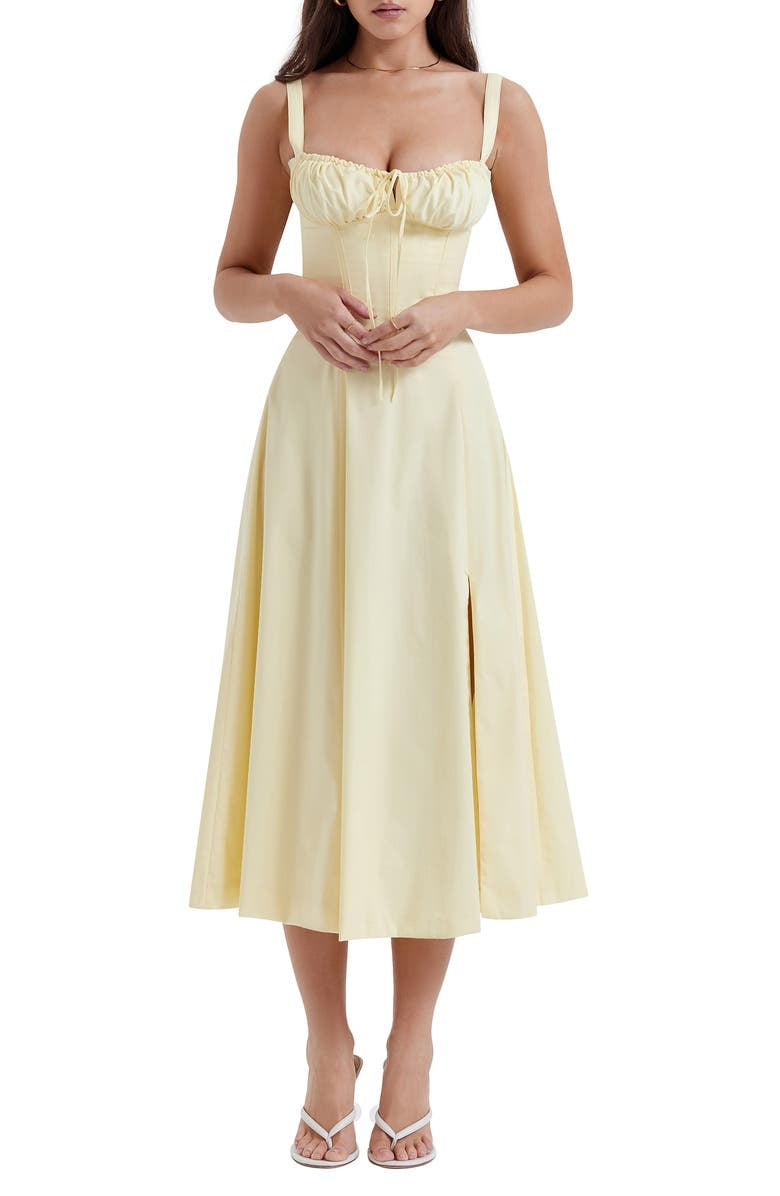 Fleur | Abito a Bustier Floreale con Vita Midriff