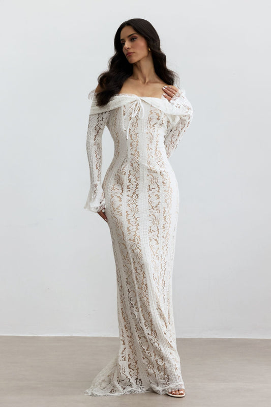 Willa | Abito Lungo in Pizzo con Spalle Scoperte
