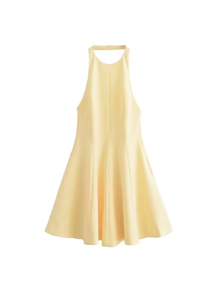 Giuseppa | Mini Vestito Giallo con Collo Halter