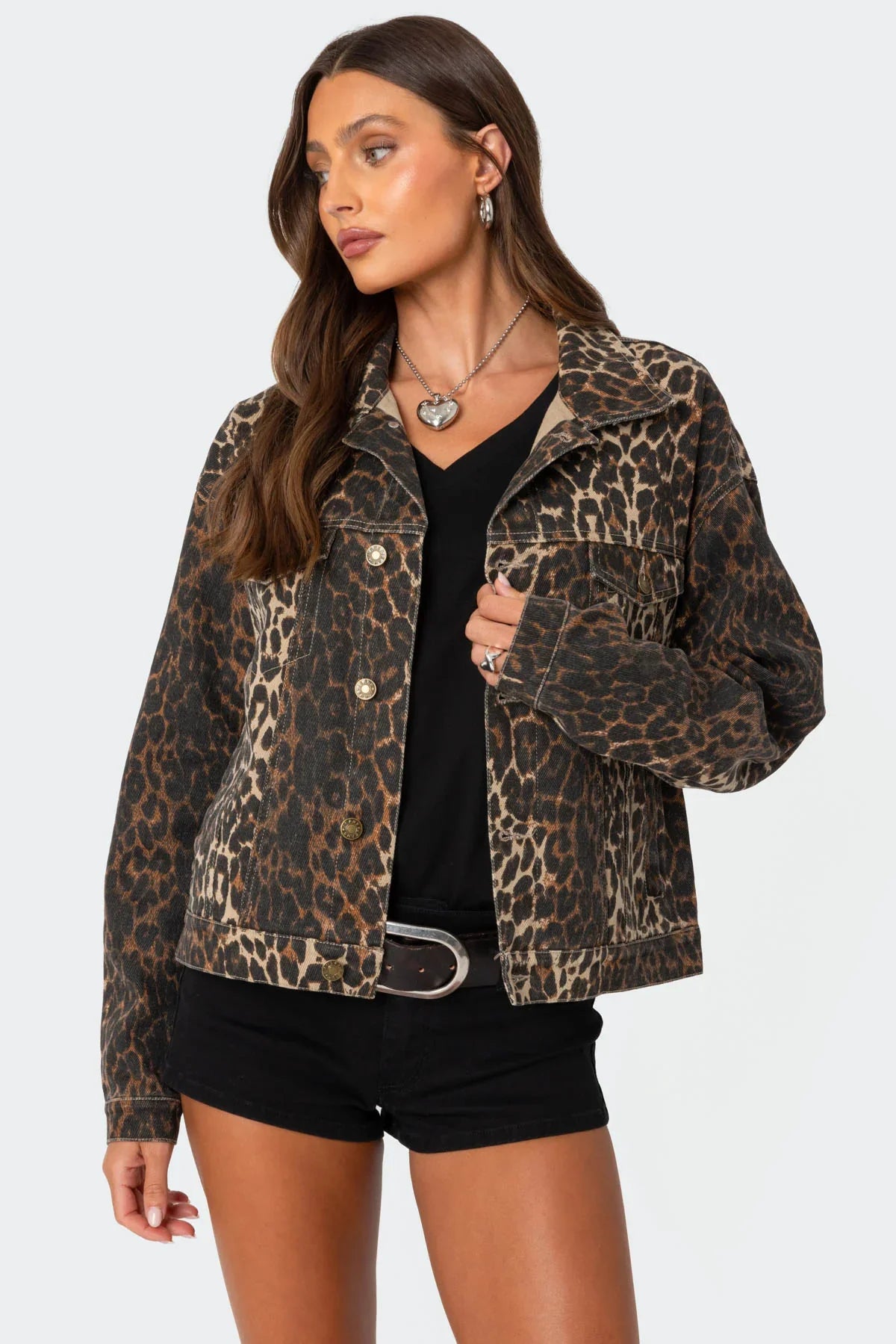 Letizia | Giacca di Jeans Leopardata