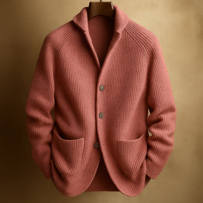 Men's Ribbed Wool-Blend Cardigan, Knitted