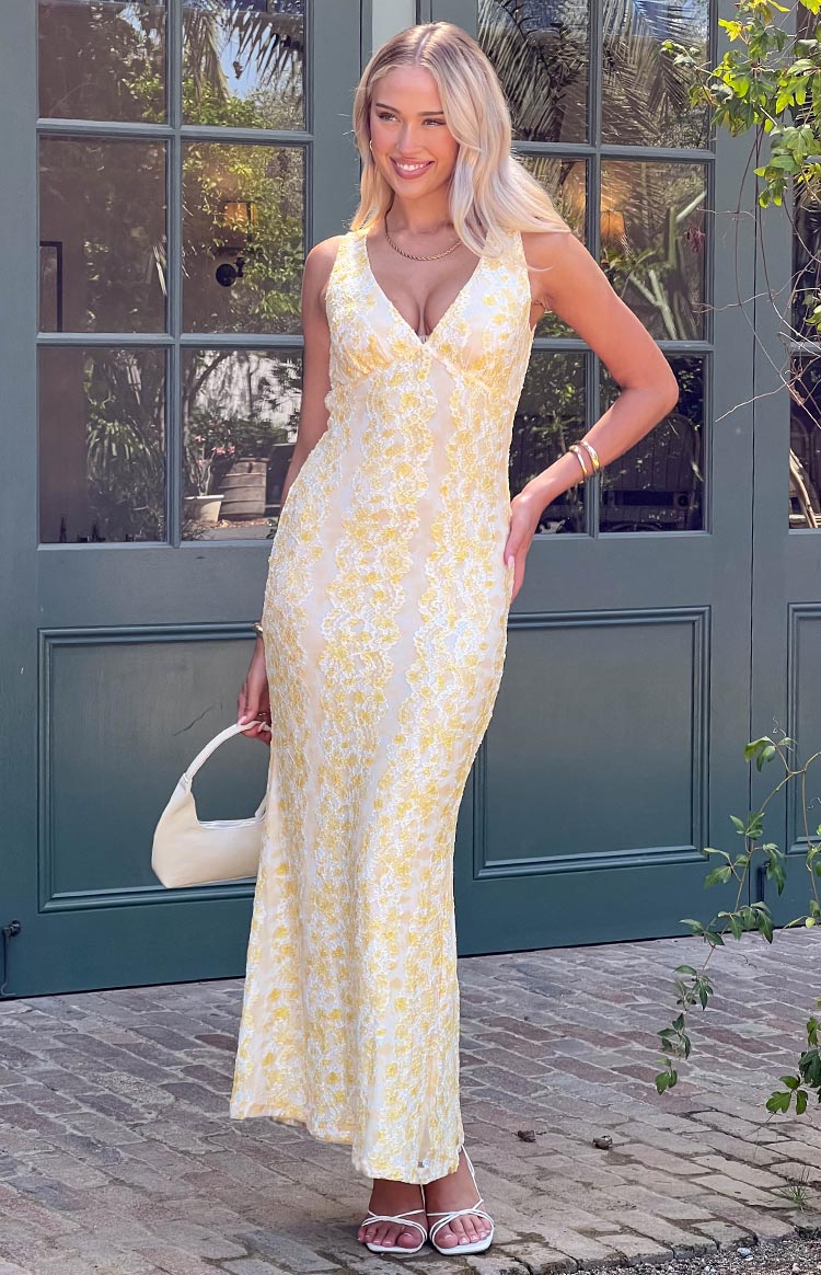 Faridda | Vestito Maxi in Pizzo Color Limone