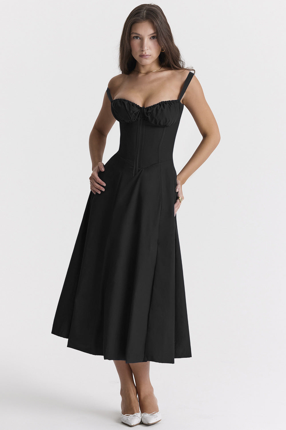 Fleur | Abito a Bustier Floreale con Vita Midriff