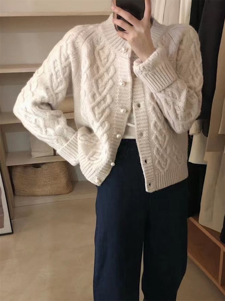 Alfonsina | Cardigan Vintage con Bottoni di Perle