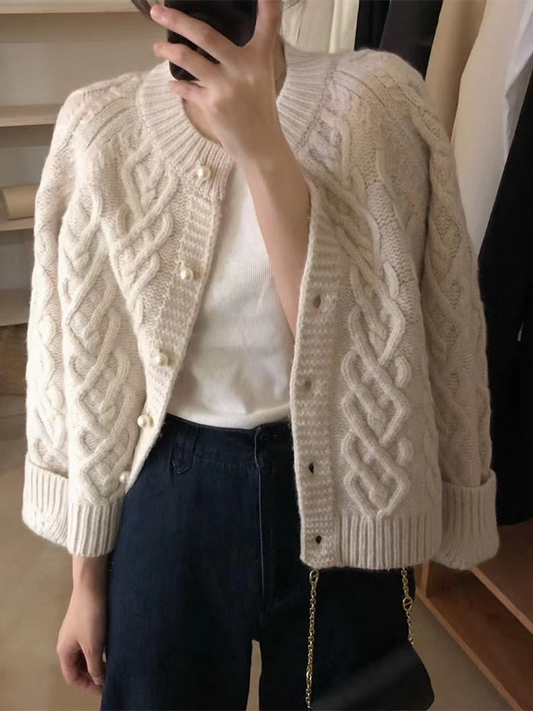 Alfonsina | Cardigan Vintage con Bottoni di Perle