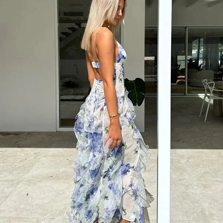 Audrei | Vestito Lungo con Volant nella Gonna