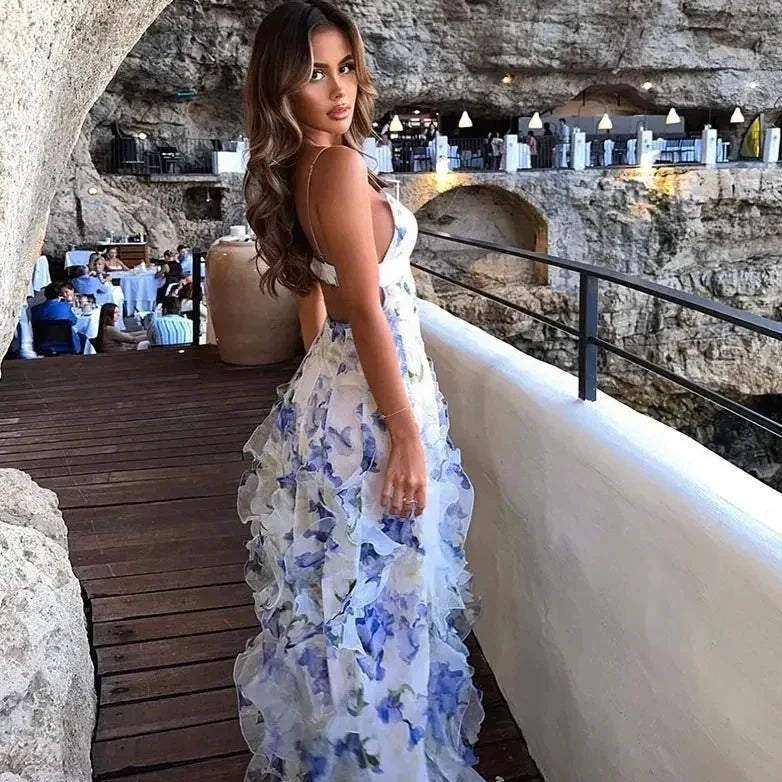 Audrei | Vestito Lungo con Volant nella Gonna