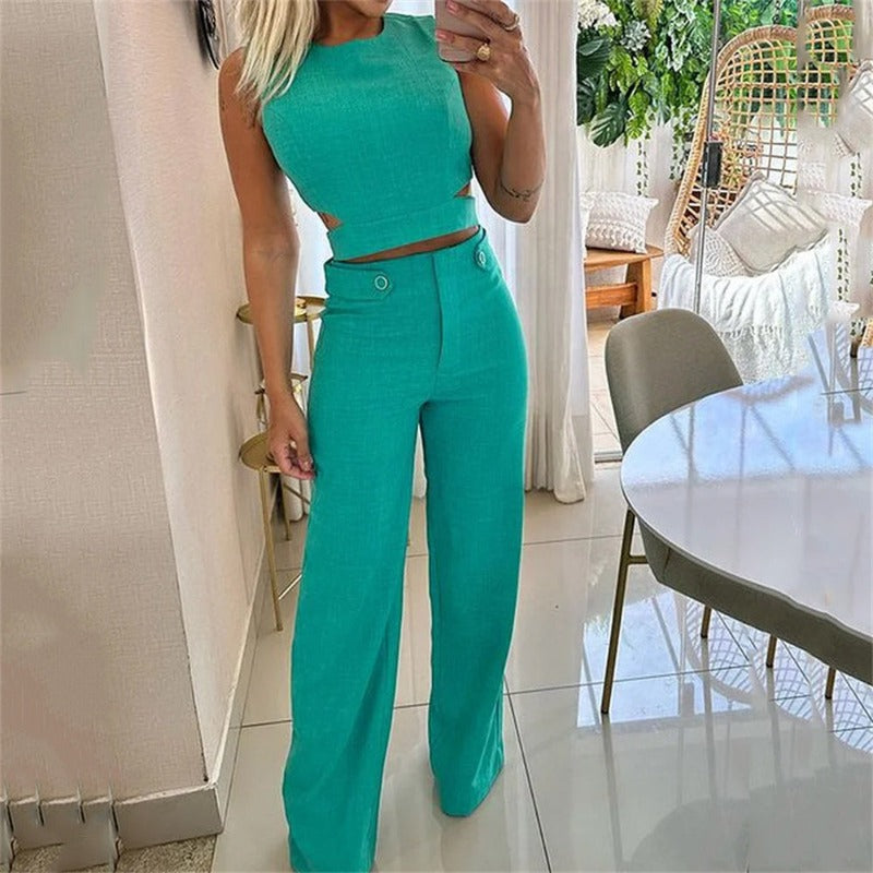 Chiara™ | Completo di pantaloni alti e top