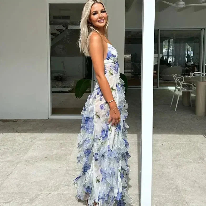 Audrei | Vestito Lungo con Volant nella Gonna