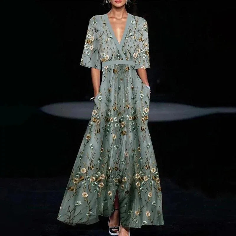 Jamie | Elegante Vestito Maxi con Stampa Floreale
