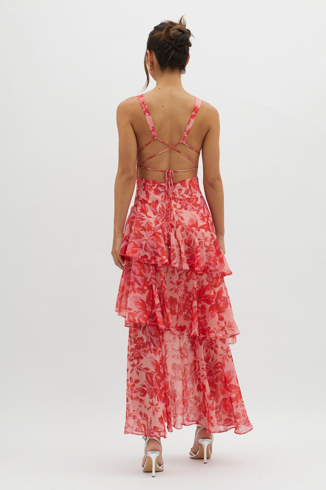 Anjum | Vestito midi floreale con volant asimmetrici