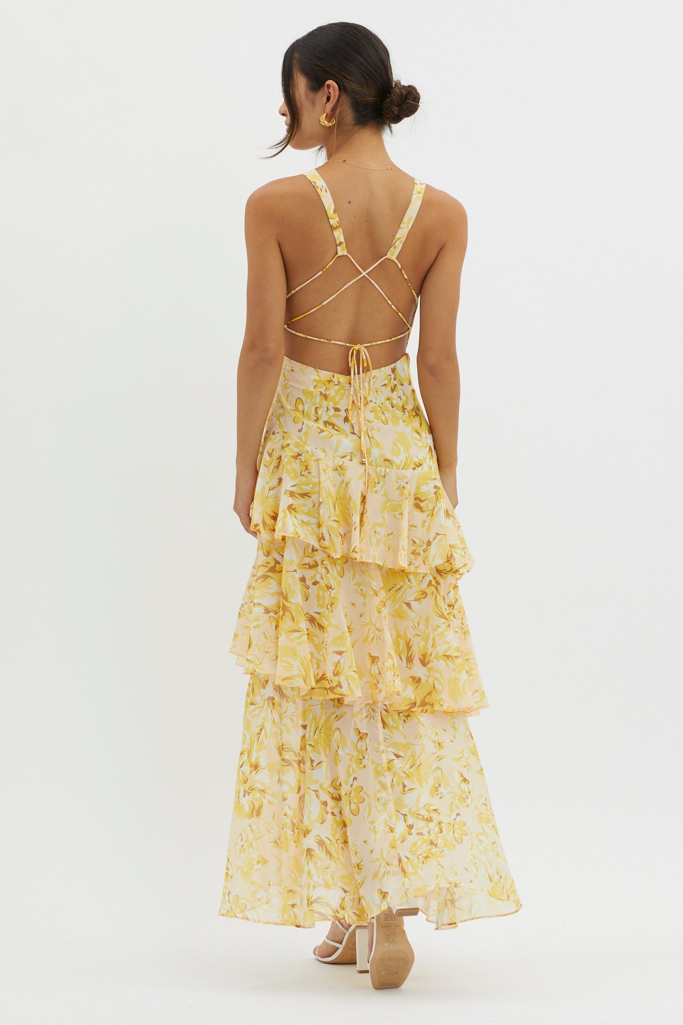 Anjum | Vestito midi floreale con volant asimmetrici