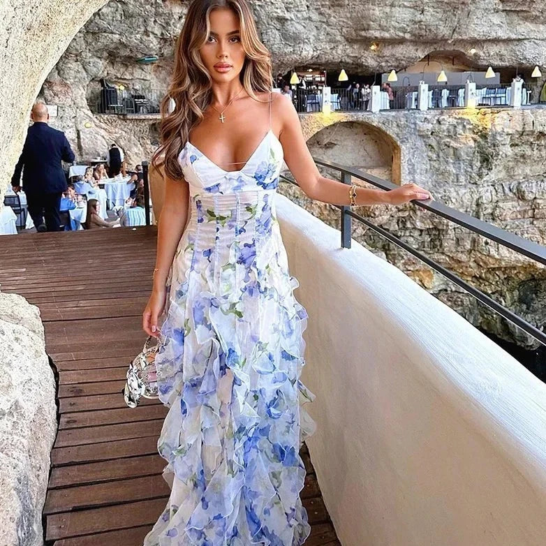 Audrei | Vestito Lungo con Volant nella Gonna
