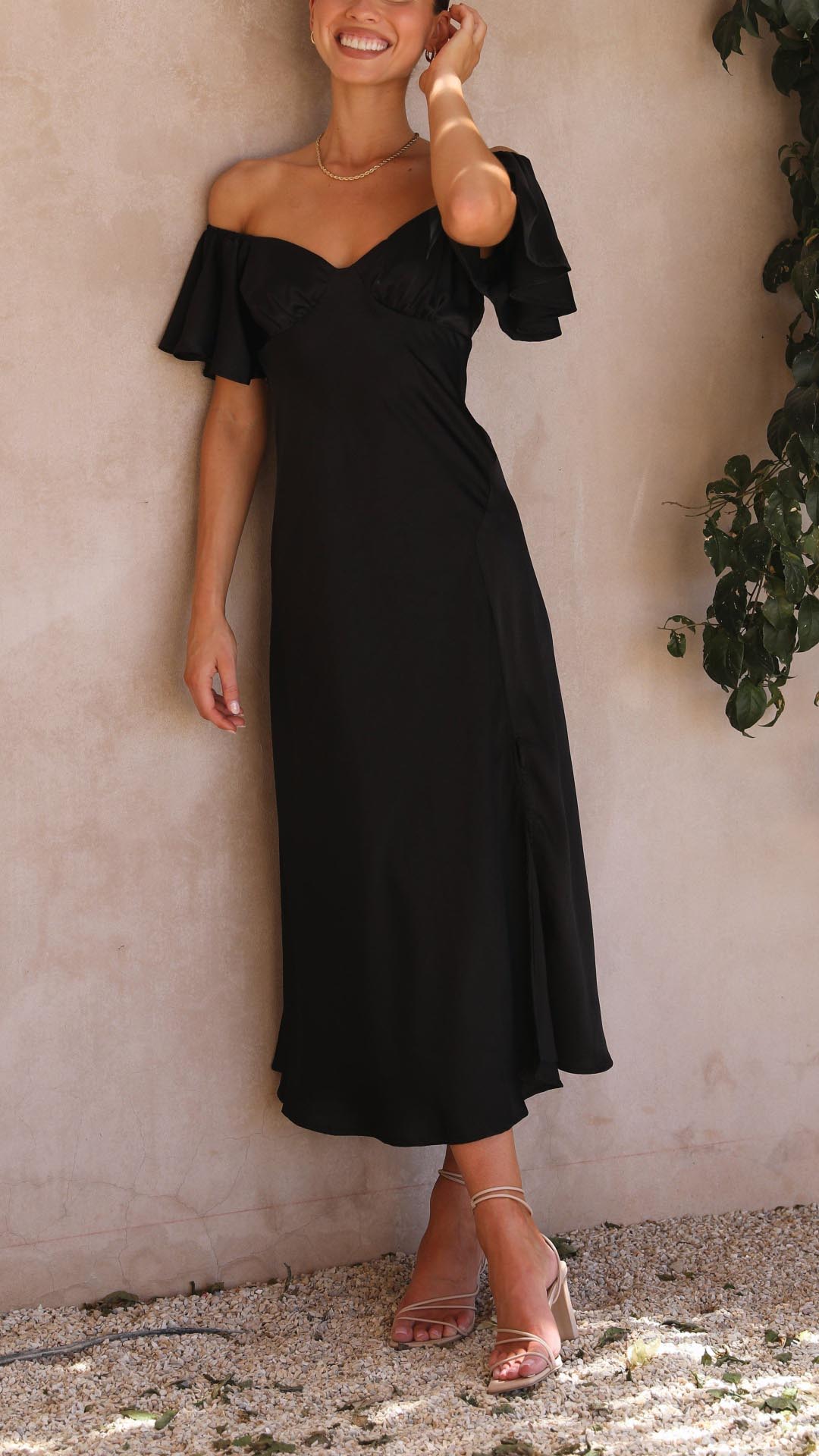Nalanie | Abito Maxi Off-Shoulder con Maniche a Farfalla