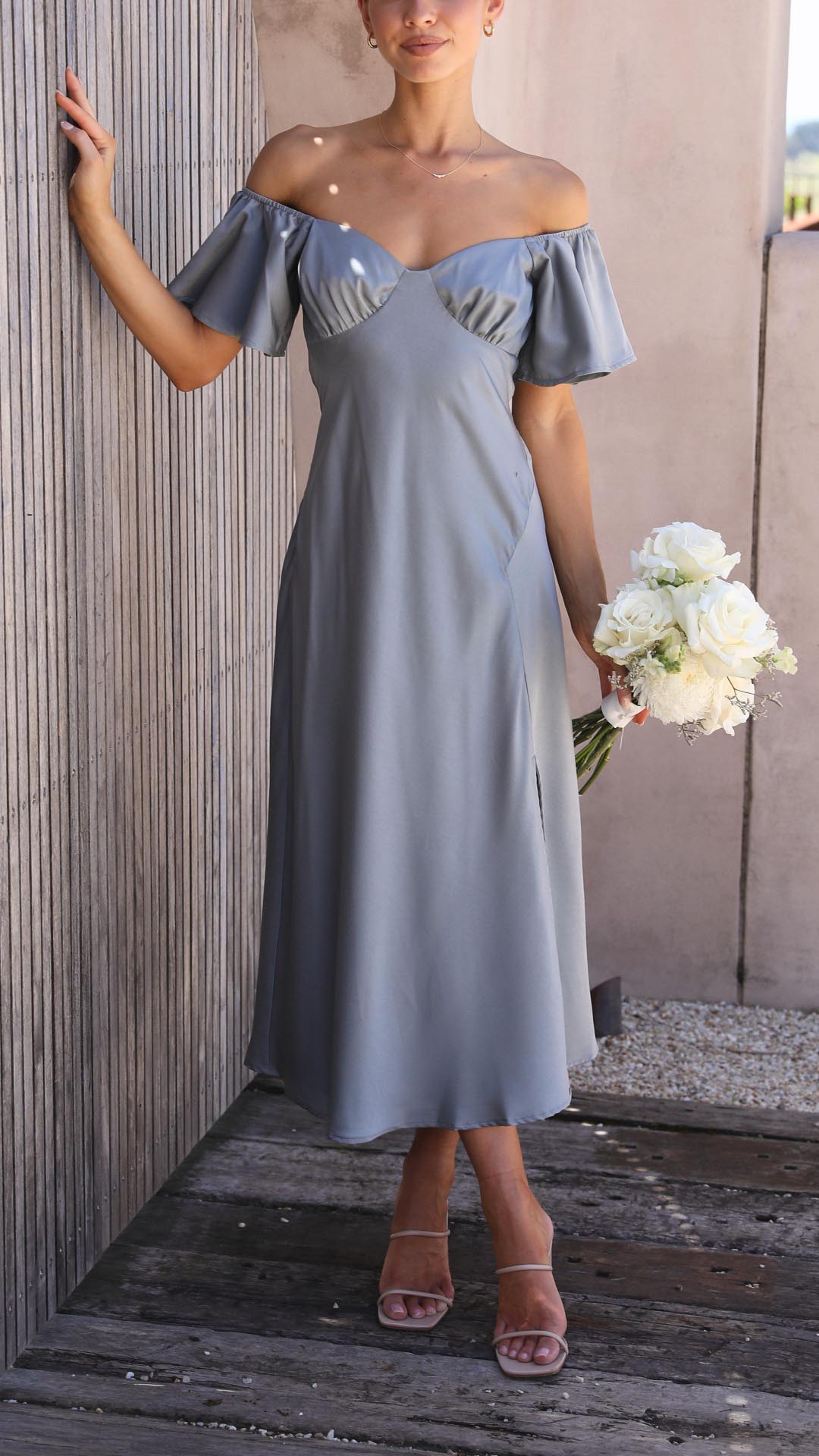 Nalanie | Abito Maxi Off-Shoulder con Maniche a Farfalla