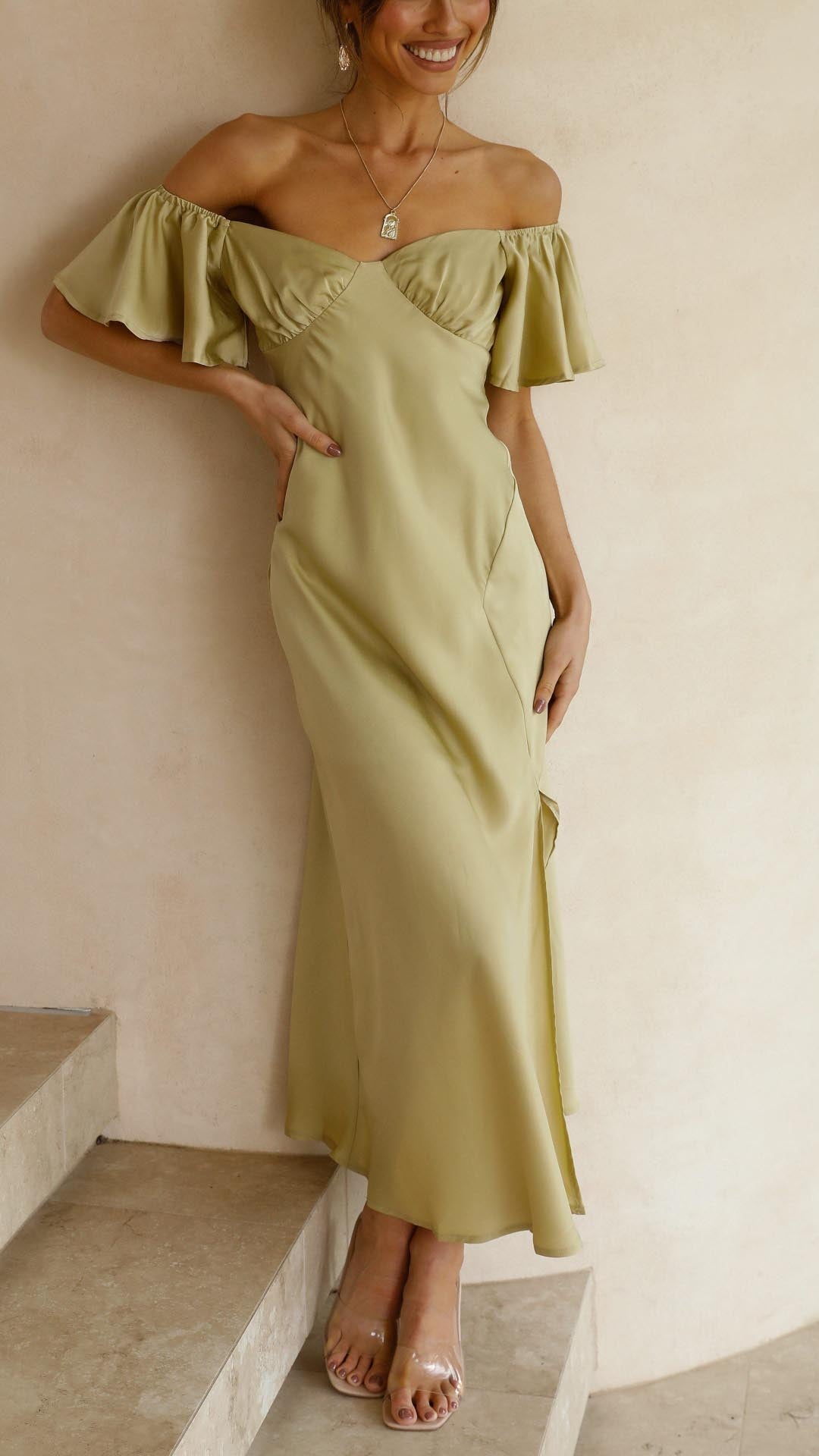 Nalanie | Abito Maxi Off-Shoulder con Maniche a Farfalla