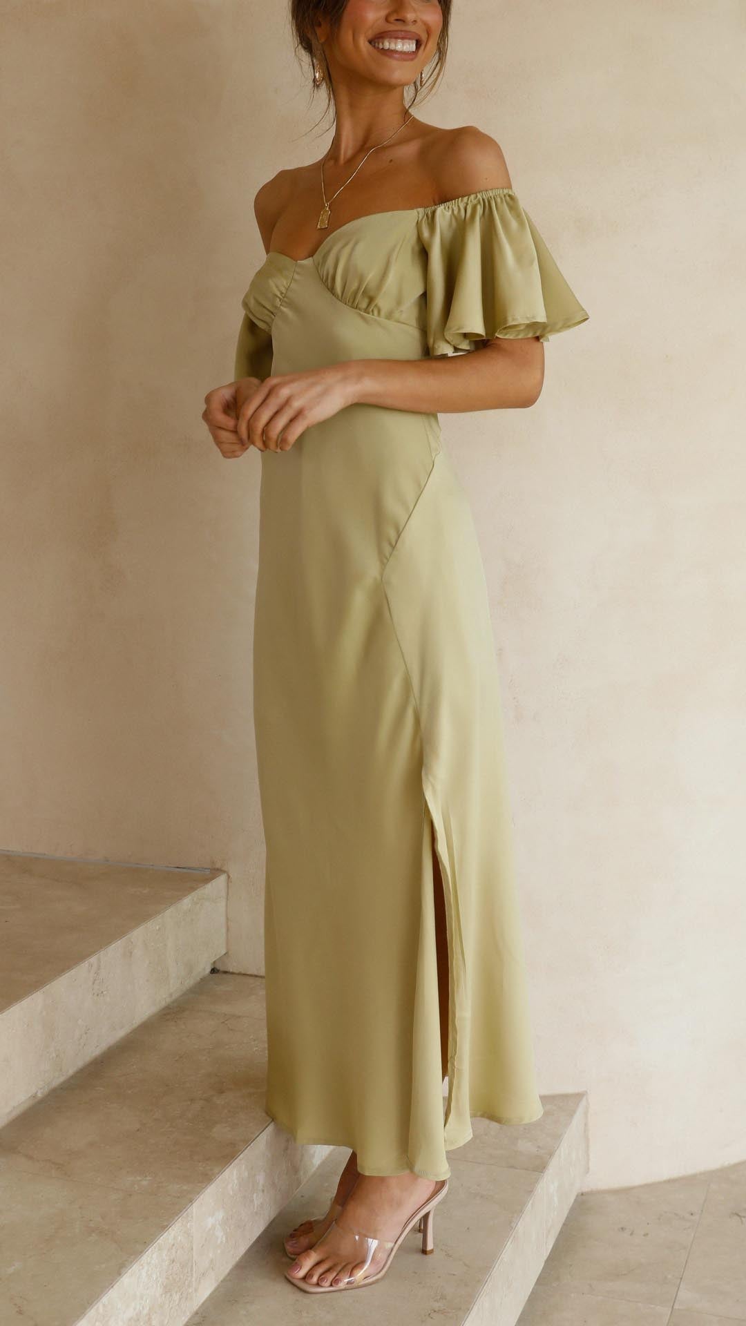 Nalanie | Abito Maxi Off-Shoulder con Maniche a Farfalla