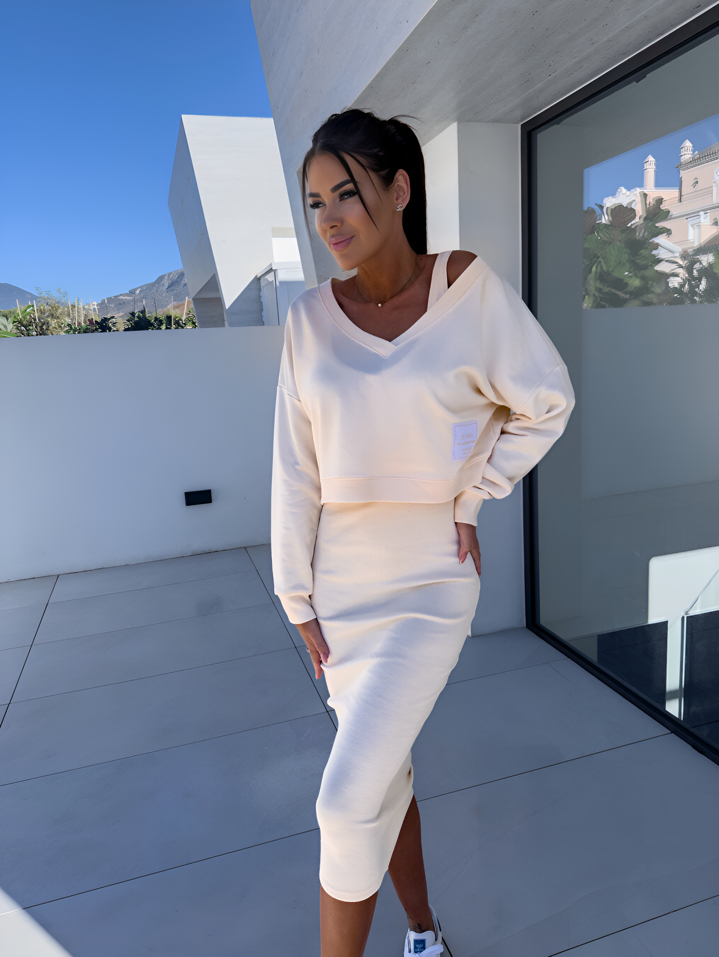 Milian | Conjunto di Vestito Midi con Jersey