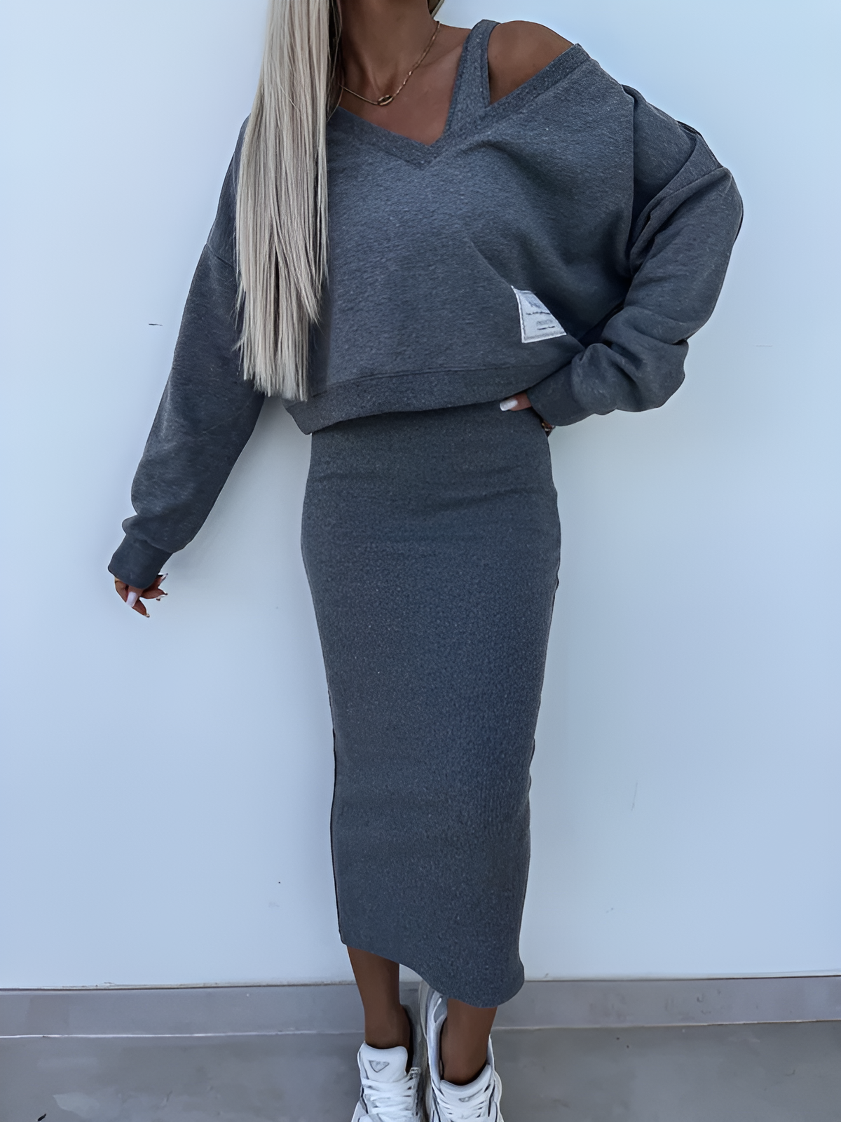 Milian | Conjunto di Vestito Midi con Jersey
