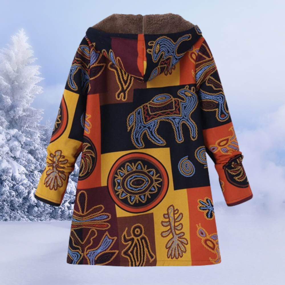 Nasya™ | Cappotto Floreale con Cappuccio e Fodera in Pile