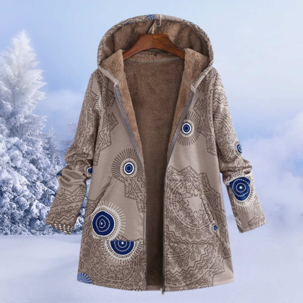 Nasya™ | Cappotto Floreale con Cappuccio e Fodera in Pile