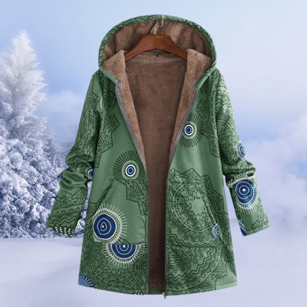 Nasya™ | Cappotto Floreale con Cappuccio e Fodera in Pile