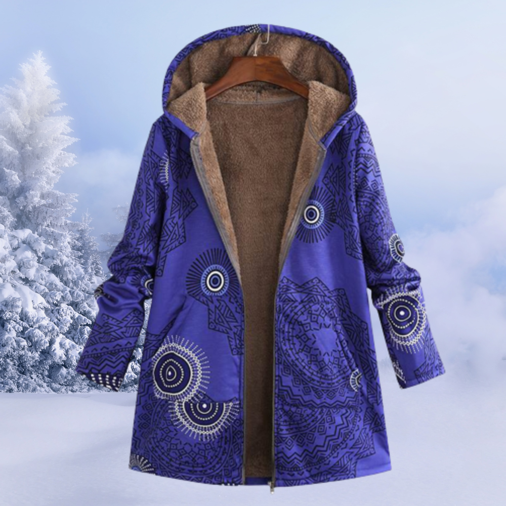 Nasya™ | Cappotto Floreale con Cappuccio e Fodera in Pile