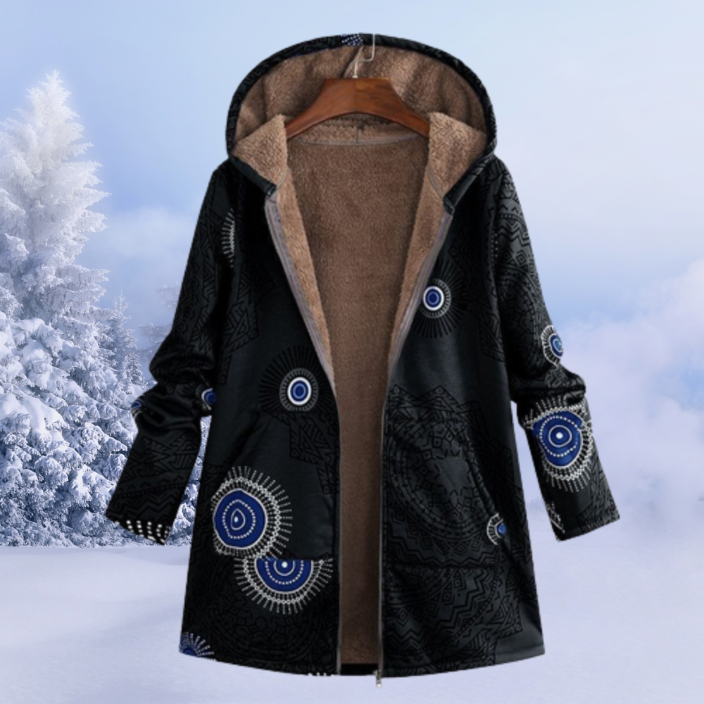 Nasya™ | Cappotto Floreale con Cappuccio e Fodera in Pile