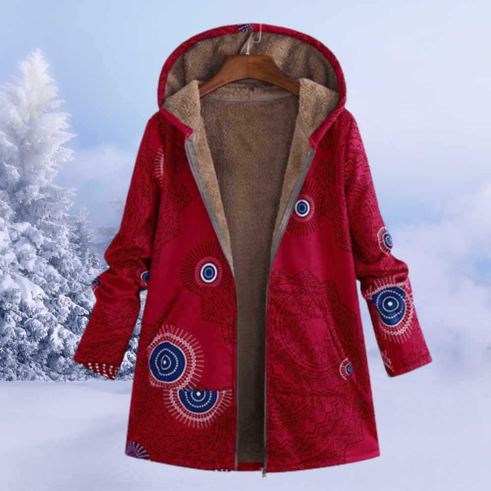 Nasya™ | Cappotto Floreale con Cappuccio e Fodera in Pile