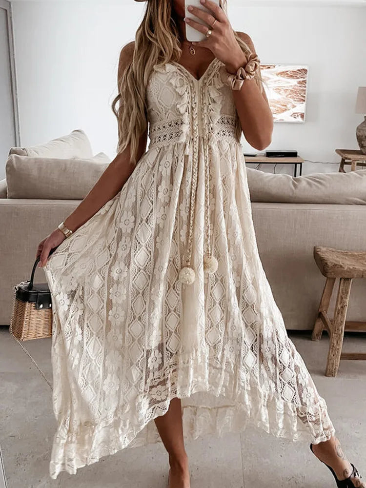 Melanie | Abito midi in pizzo per l'estate