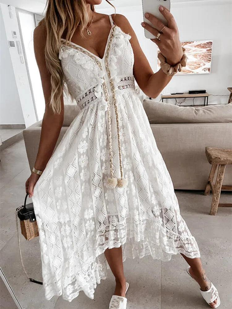 Melanie | Abito midi in pizzo per l'estate