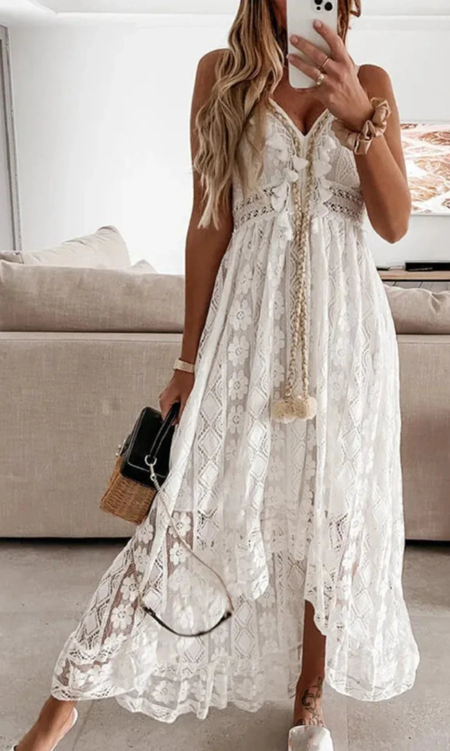 Melanie | Abito midi in pizzo per l'estate