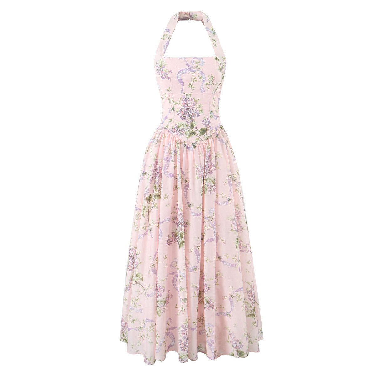 Winry | Abito Midi a Fiori con Schiena Scoperta