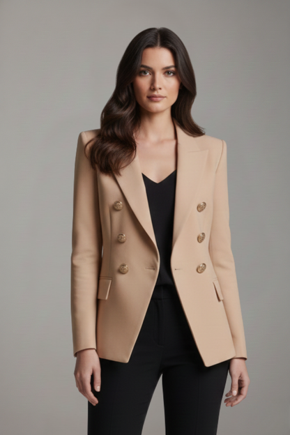 Women's Double-Breasted Button Blazer, Tailored Jacket - view 3