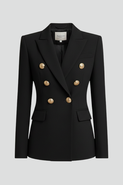 Women's Double-Breasted Button Blazer, Tailored Jacket