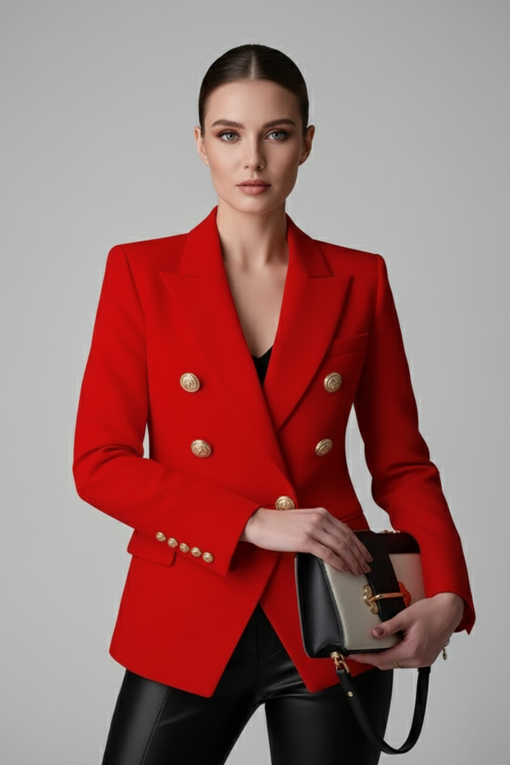 Women's Double-Breasted Button Blazer, Tailored Jacket - view 5