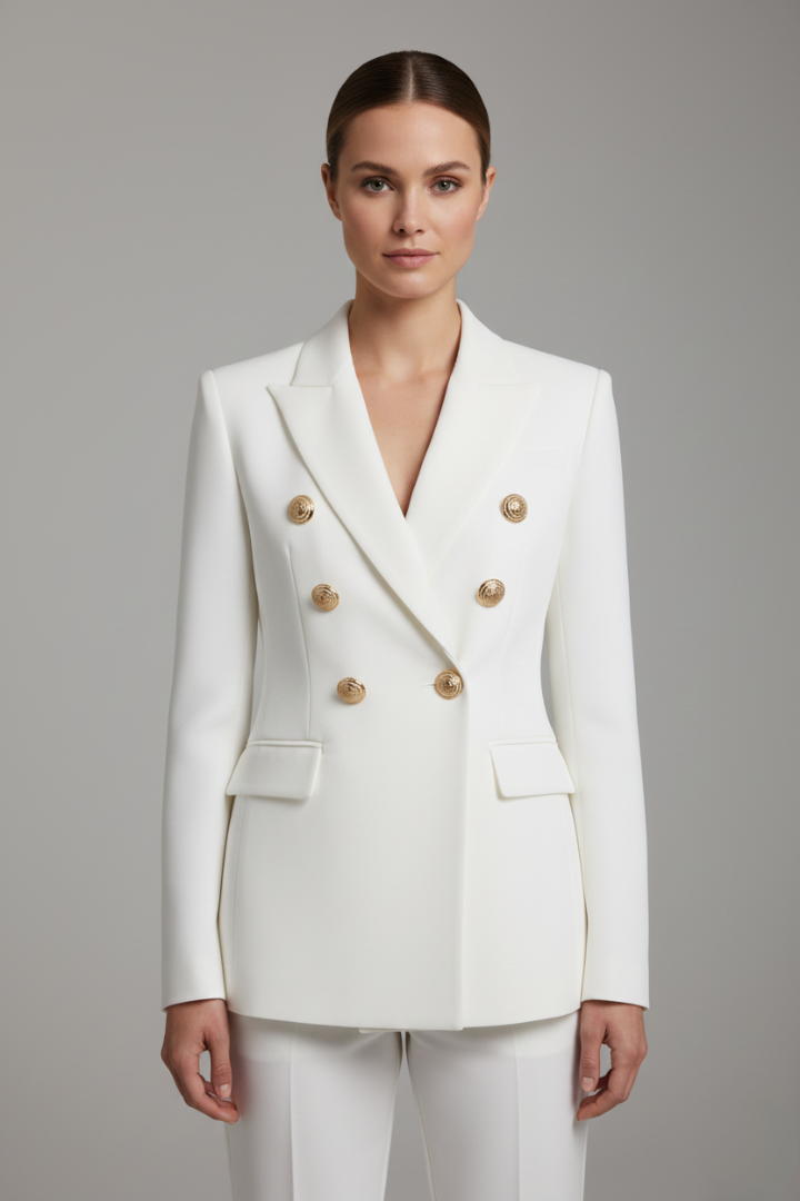 Women's Double-Breasted Button Blazer, Tailored Jacket - view 6
