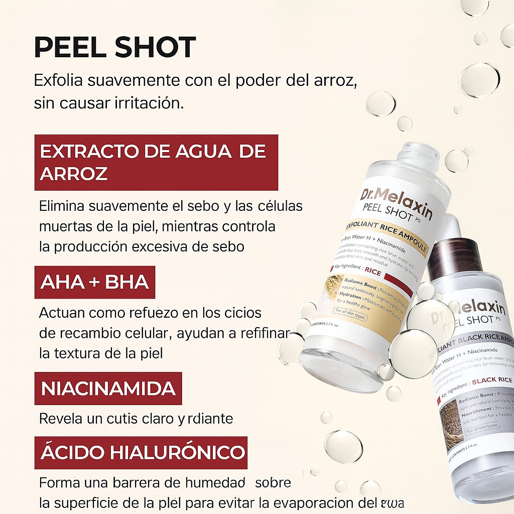 Peel Shot Glow | Fiala Esfoliante per il Viso al Riso