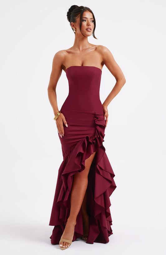 Marena | Elegante Vestito Lungo con Abertura Asimmetrica