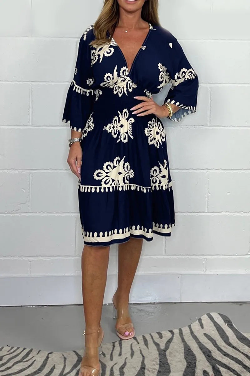 Malia™ | Vestito Midi con Maniche e Scollatura a V